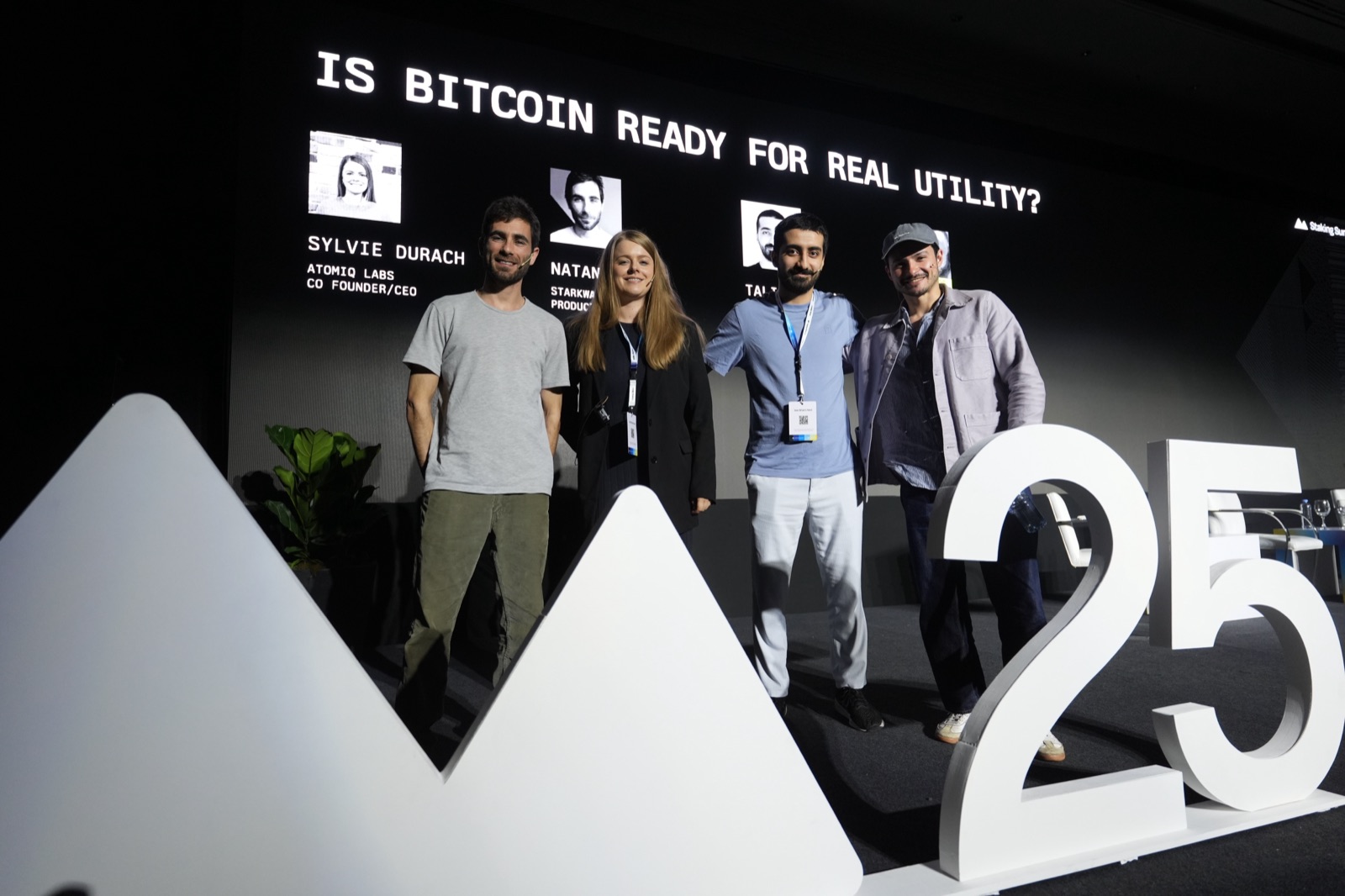Edgar Roth with the 'Is Bitcoin Ready for Real Utility?' panelists at Staking Summit, Buenos Aires